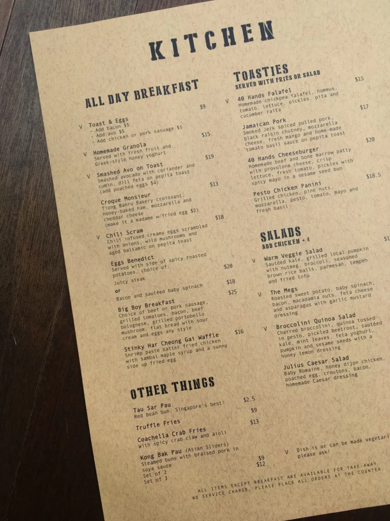 FORTY HANDS MENU SINGAPORE PRICES 2024