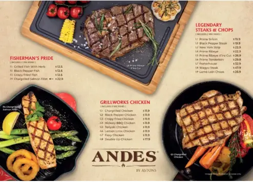 ANDES BY ASTONS MENU SINGAPORE PRICES 2024