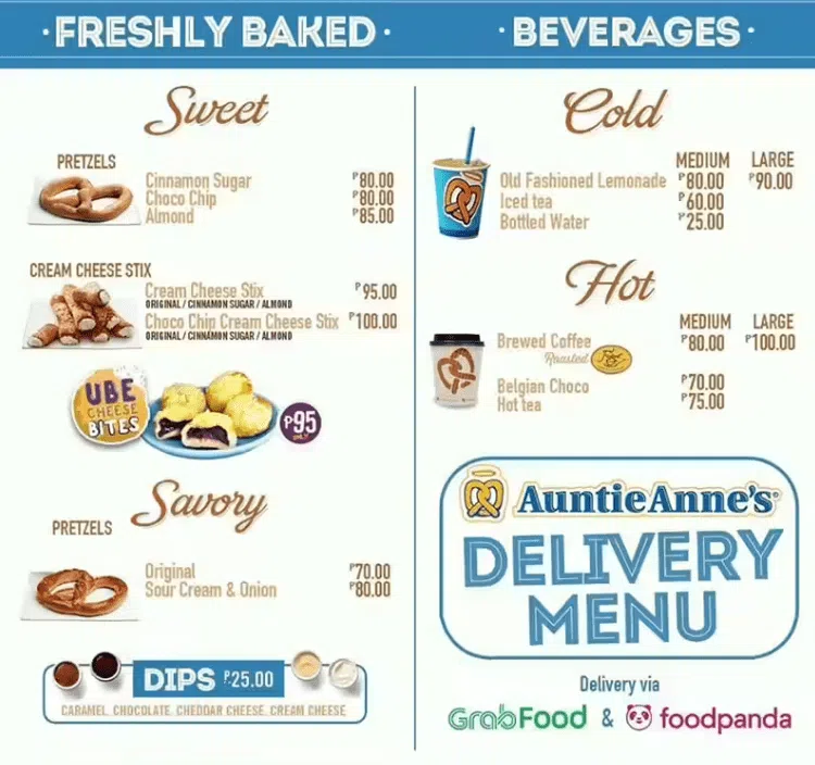 AUNTIE ANNE’S MENU SINGAPORE