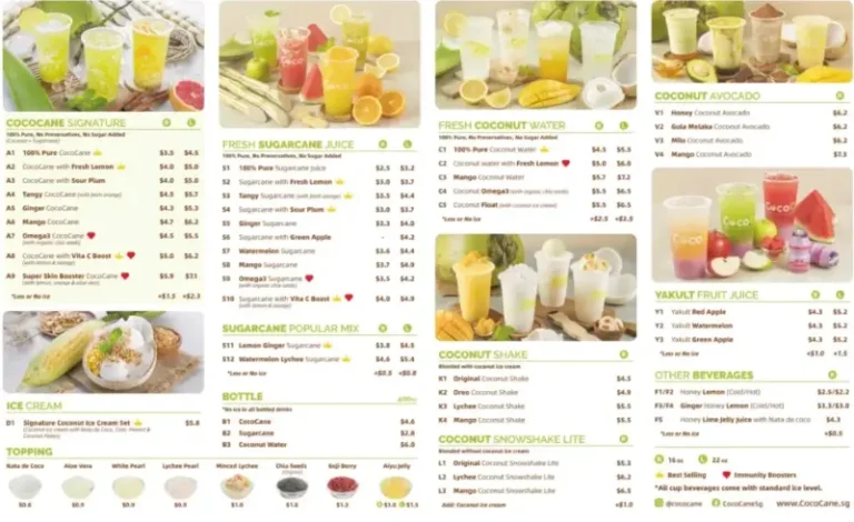 COCOCANE MENU SINGAPORE