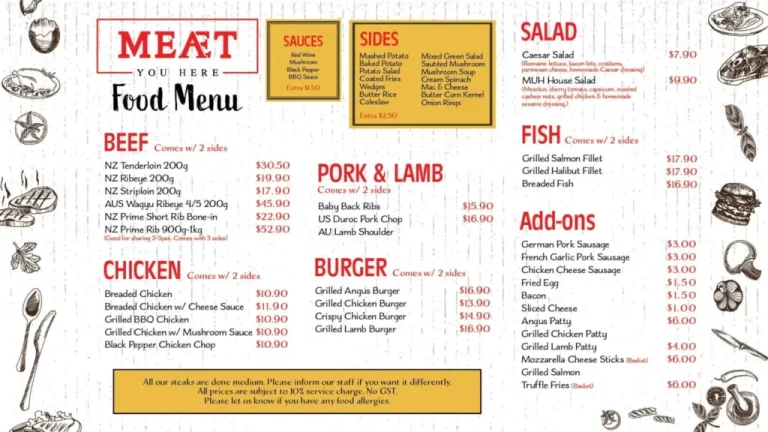 MEAT YOU HERE MENU SINGAPORE PRICES 2024