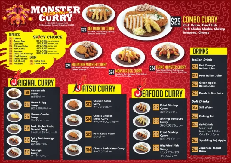 MONSTER CURRY MENU SINGAPORE