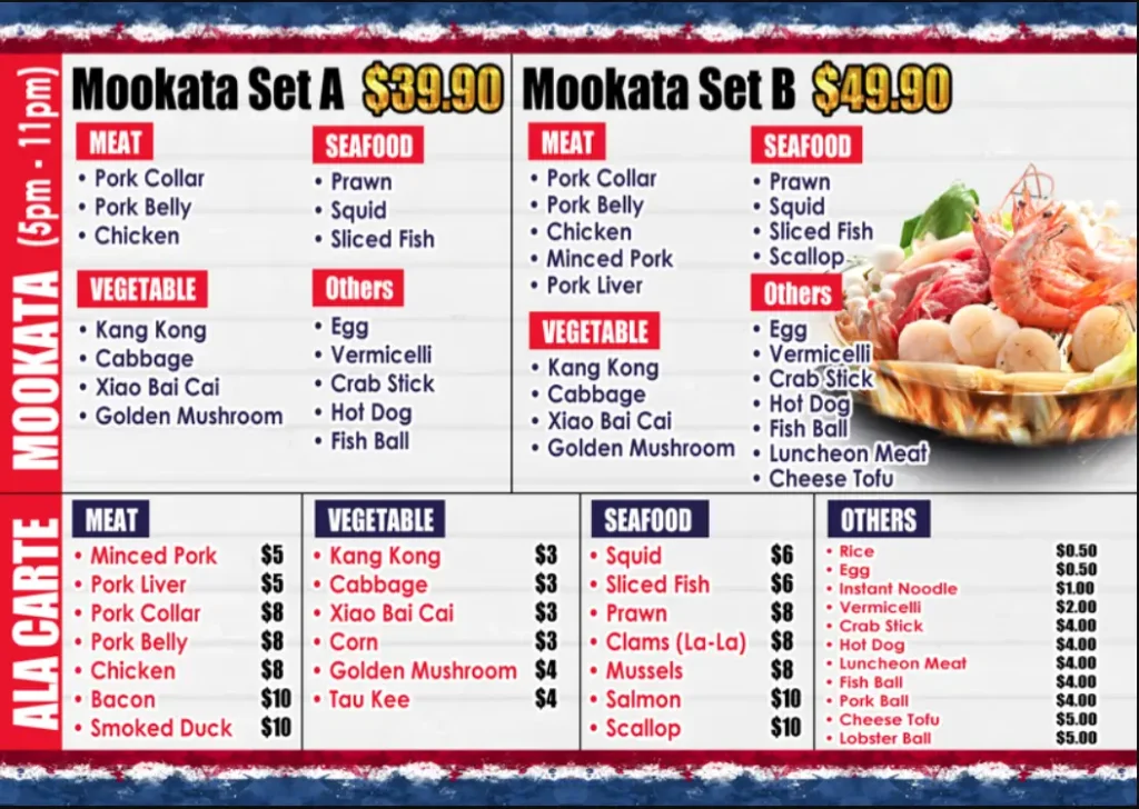 SIAM SQUARE MOOKATA MENU SINGAPORE PRICES 2024